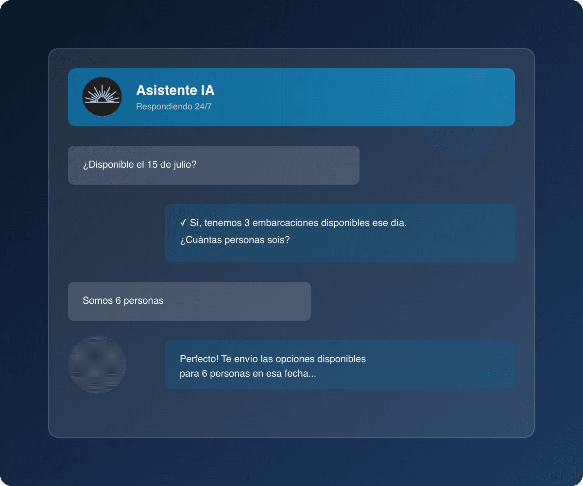 SolNow AI Assistant respondiendo consultas de reservas en tiempo real